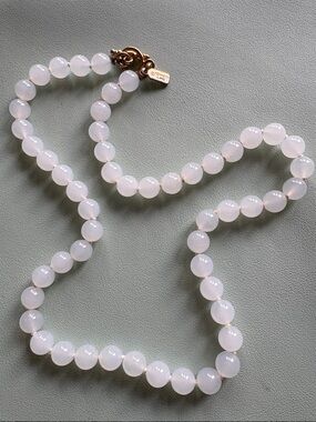 Vintage Kenneth Jay Lane KJL Milky White Quartz Beaded Gold Clasp Necklace